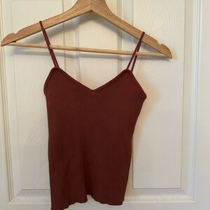 Burgundy Ribbed Cami Top （effortless style)